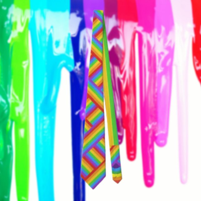 Gravata Pride Weave: Bandeira do Arco-Íris Entrelaçada (Criador carregado)