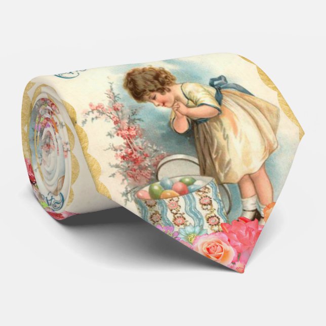 Gravata Primavera E Ovo De Páscoa Vintage (Rolled)