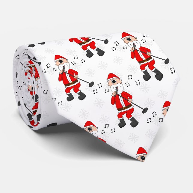 Gravata Professor de Música de Natal Cantor Santa (Rolled)