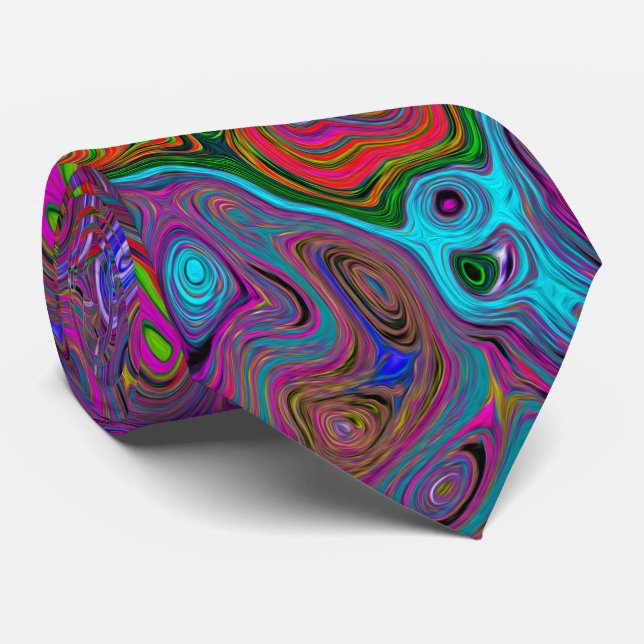 Gravata Psicodélico Groovy Magenta Retro Líquido (Rolled)