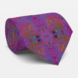 Gravata Psicodélico Groovy Magenta Retro Líquido Redemoinh