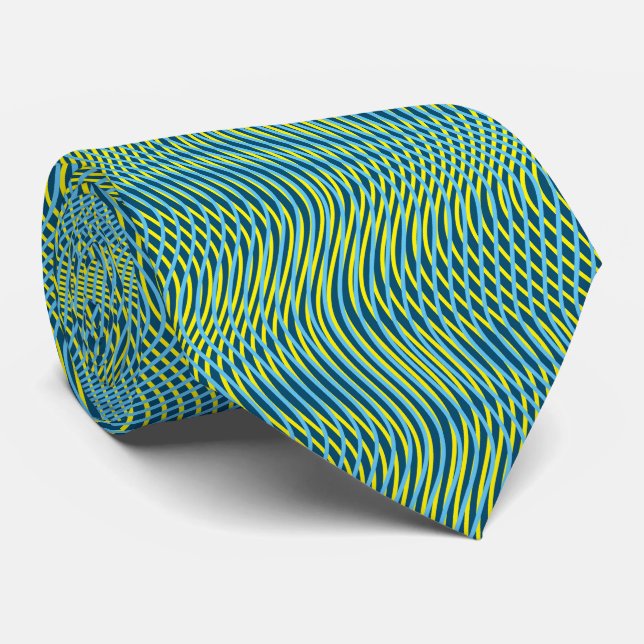 Gravata Psicodélico verde Abstrato Trippy Wavy (Rolled)