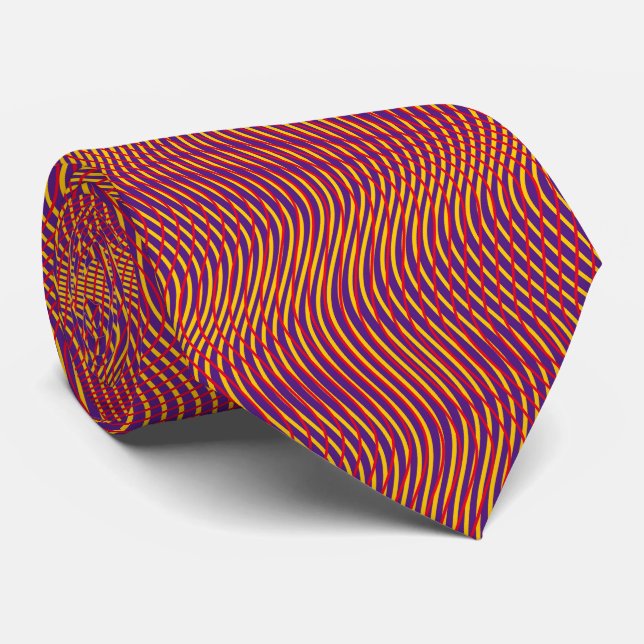 Gravata Psicodélico vermelho-roxo Abstrato Trippy Wavy (Rolled)