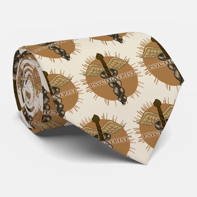 Gravata Psiquiatra Caduceus (Rolled)