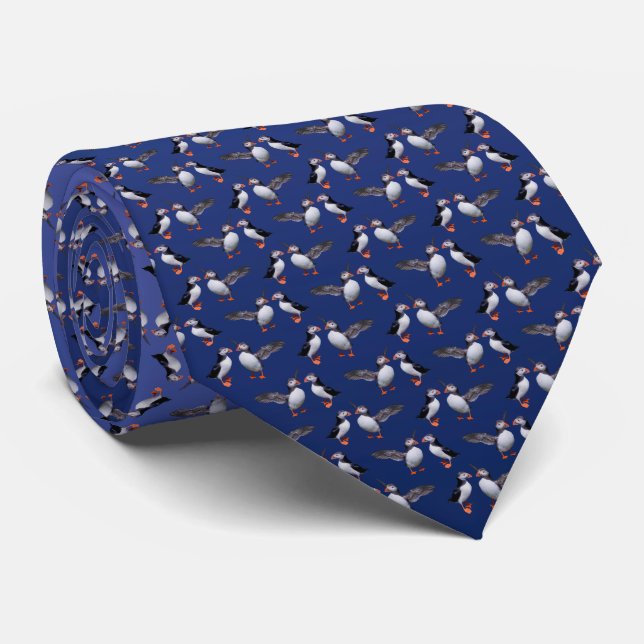 Gravata Puffin Frenzy Tie Double Sided Impressão (Mistura  (Rolled)