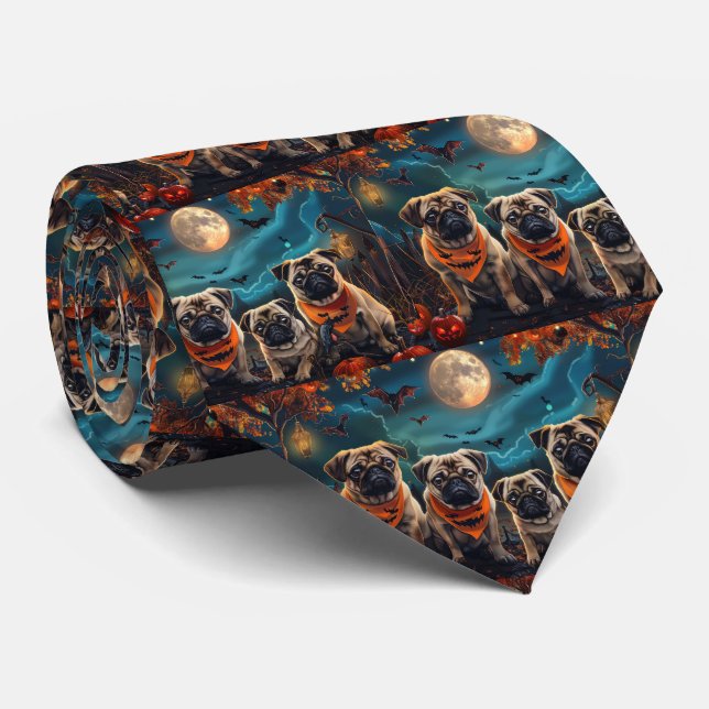 Gravata Pug Halloween Assustador (Rolled)