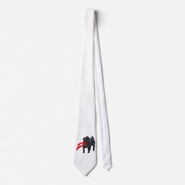 Gravata Pugs com Cachecol Vermelho (Frente)