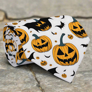Gravata Pumpkin Laranja De Halloween Horror Bat Custome