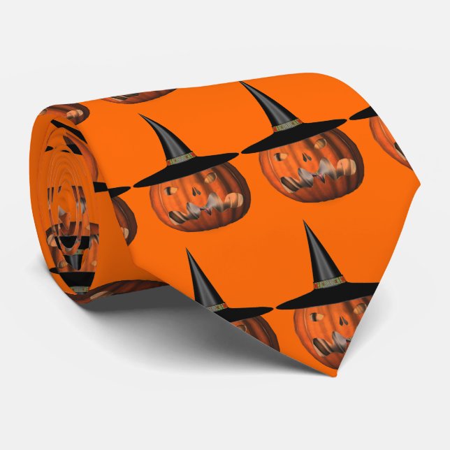 Gravata Pumpkin Witch Halloween (Rolled)