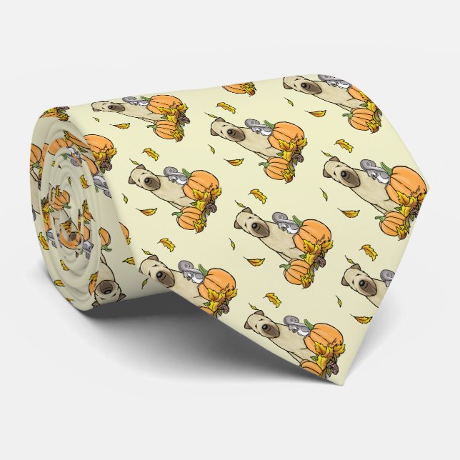 Gravata Pumpkins Cute de Queda de Terrier (sem punho 1b2) (Rolled)