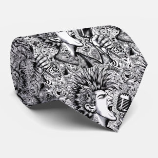 Gravata Punk Rock Black & White Necktie