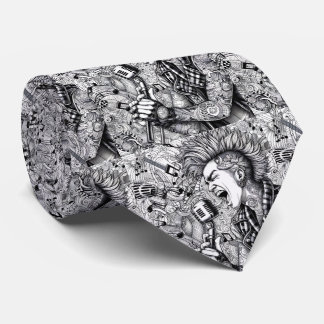 Gravata Punk Rock Black & White Necktie