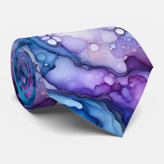 Gravata Purple and Blue Fluid Ink Abstract Dreamy Bold