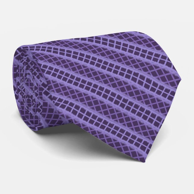 Gravata Purple Eggplant Magenta Indigo Grid Pattern Design (Rolled)