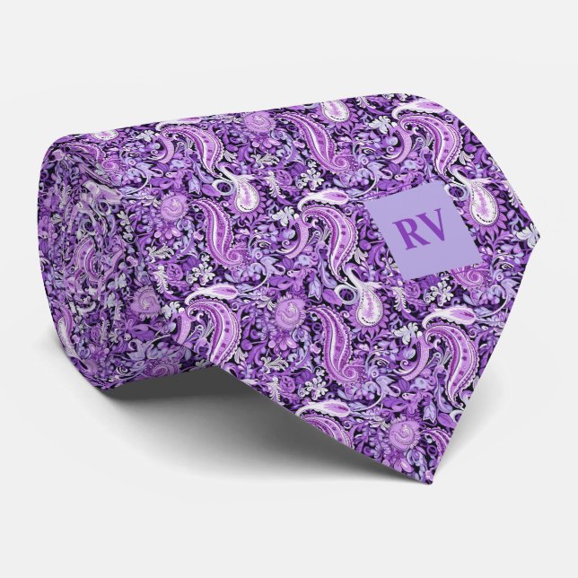 Gravata Purple Floral Paisley (Rolled)
