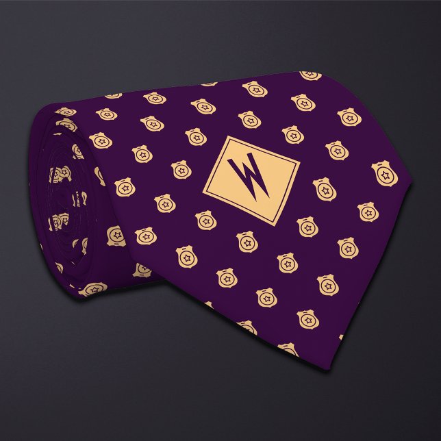 Gravata Purple Police Badge Pattern (Criador carregado)