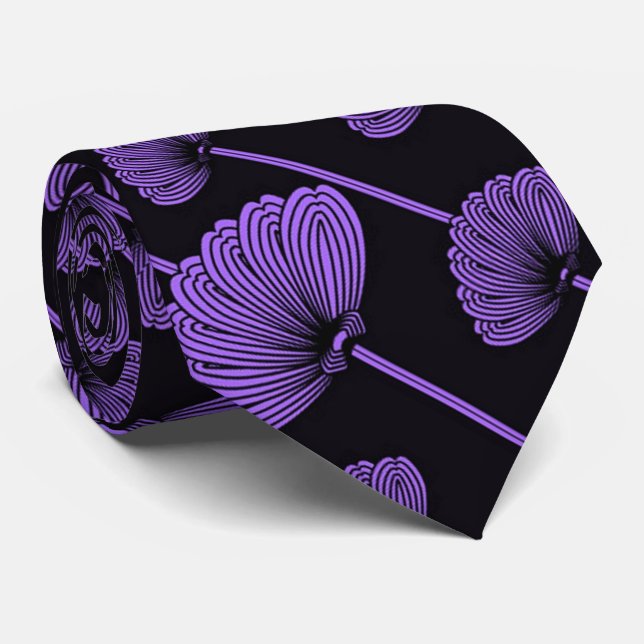 Gravata Púrpura de Ventiladores Florais com penas (Rolled)