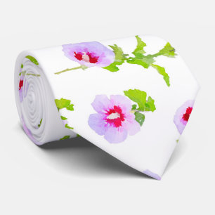 Gravata Púrpura E Flores Vermelhas De Aquarelas