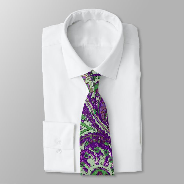 Gravata Púrpura Paisley Peacock Colors Wedding Tie (Amarrado)