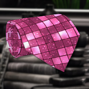 Gravata Quadrado Estilo Disco Rosa Quente da Moda no Dia d
