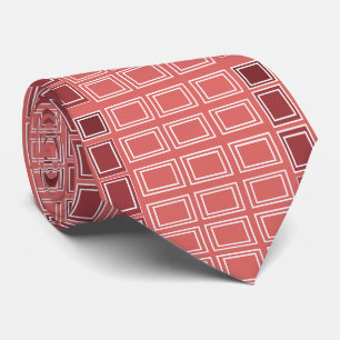 Gravata Quadrado Retângulo Geométrico Branco Vermelho