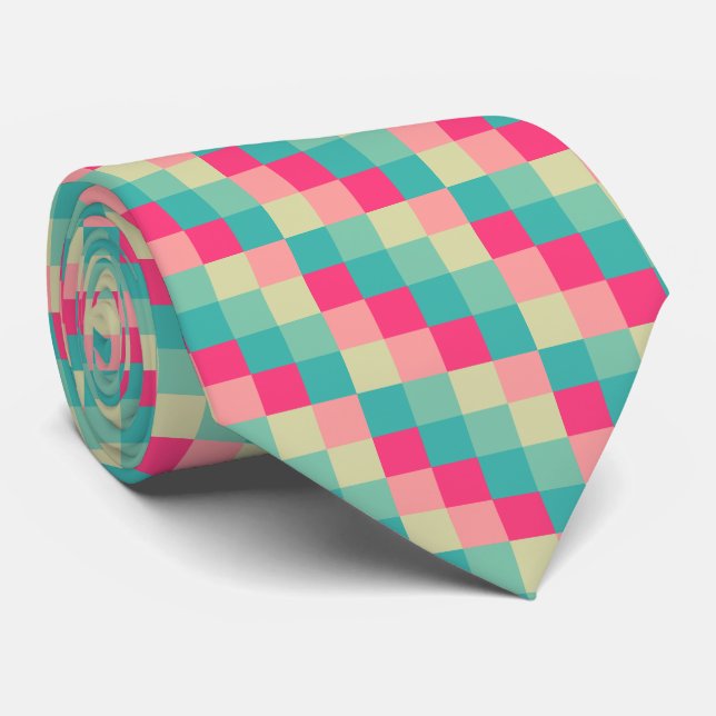 Gravata Quadrados de cores 013 (Rolled)