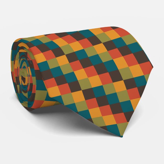 Gravata Quadrados de cores 03 (Rolled)