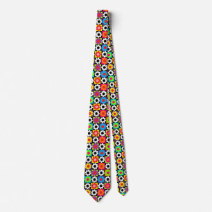 Gravata Quadrados Groovy Retro Flower Power