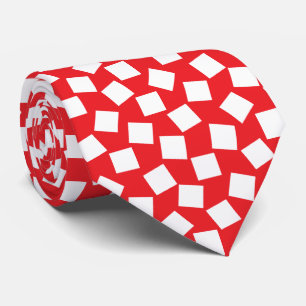 Gravata Quadrados Irregulares - Branco sobre Vermelho Inte