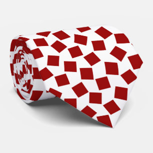 Gravata Quadrados Irregulares - Vermelho Rubi sobre Branco