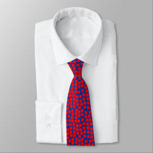 Gravata Quadrados - Vermelho em Azul Marinho
