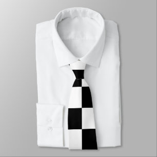 Gravata Quadrados xadrez preto e branco geométrico retrô