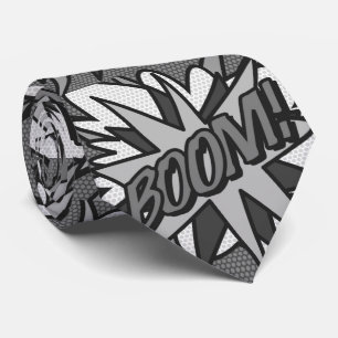 Gravata Quadrinhos Preto e Branco Pop Art BOOM Super-herói