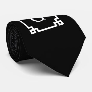 Gravata Quadro-chave grego branco preto nº 2 Monograma ini