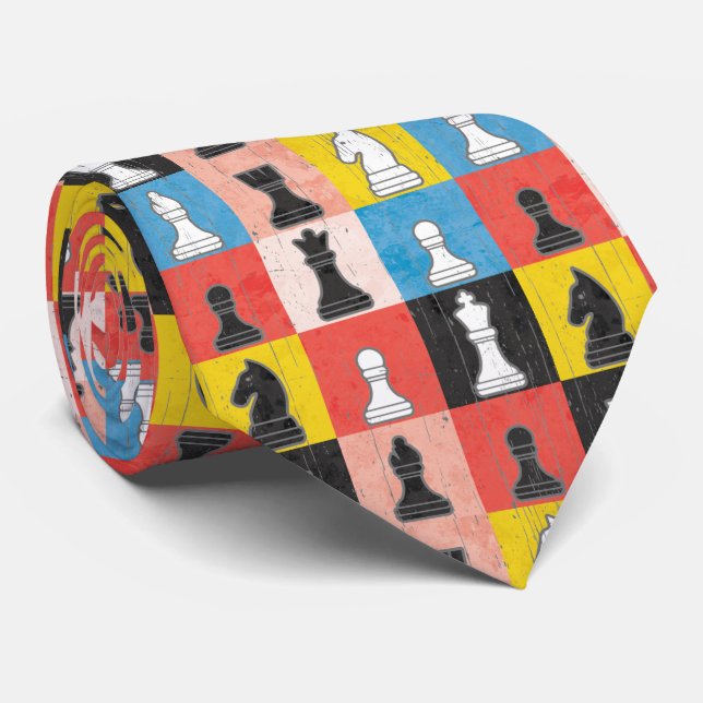 Gravata Quadro de Verificação de Bloco de Cores Distintas (Rolled)