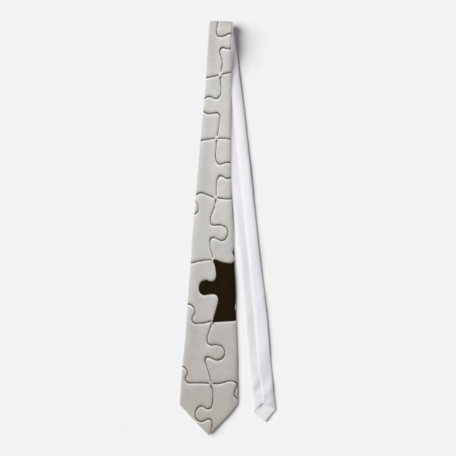 Gravata Quebra-cabeça de Perda de Jigserra Branca (Frente)