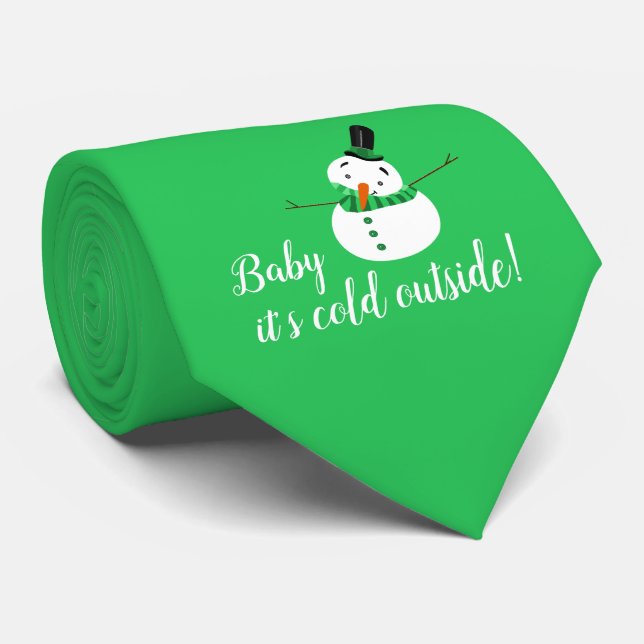 Gravata Querida, é frio lá fora, boneco de neve verde (Rolled)