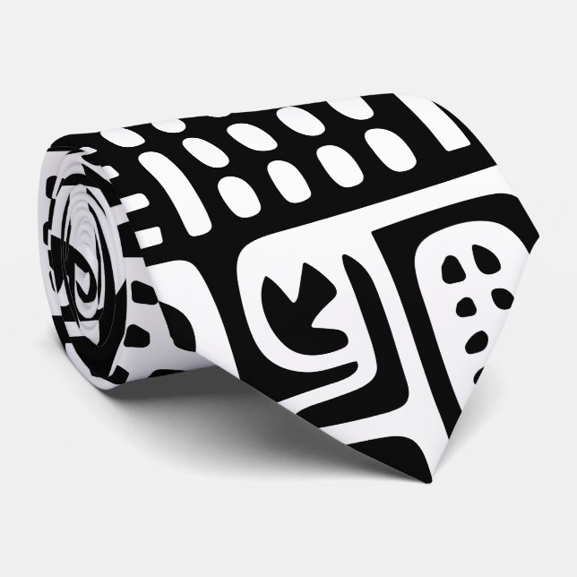 Gravata rabiscos brancos e pretos de 7 (Rolled)