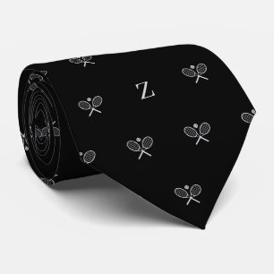 Gravata Rackets de Tênis Duplos Bola Monograma Inicial Pre