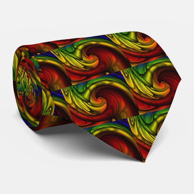 Gravata Rainbots e Mel | Arte Fractal Arco-Íris (Rolled)