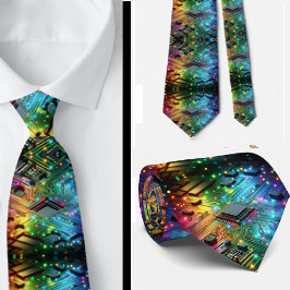 Gravata Rainbow Circuit Board Necktie – Colorful Tech Geek