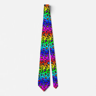Gravata Rainbow Leopard Print Neck Tie