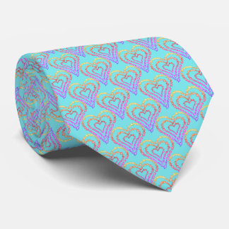 Gravata Rainbow Love Heart Pattern Over Light Teal