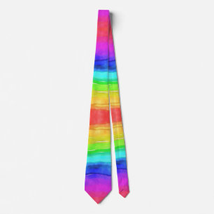 Gravata Rainbow Stripes Ombre Watercolor Orgulho gay Trend