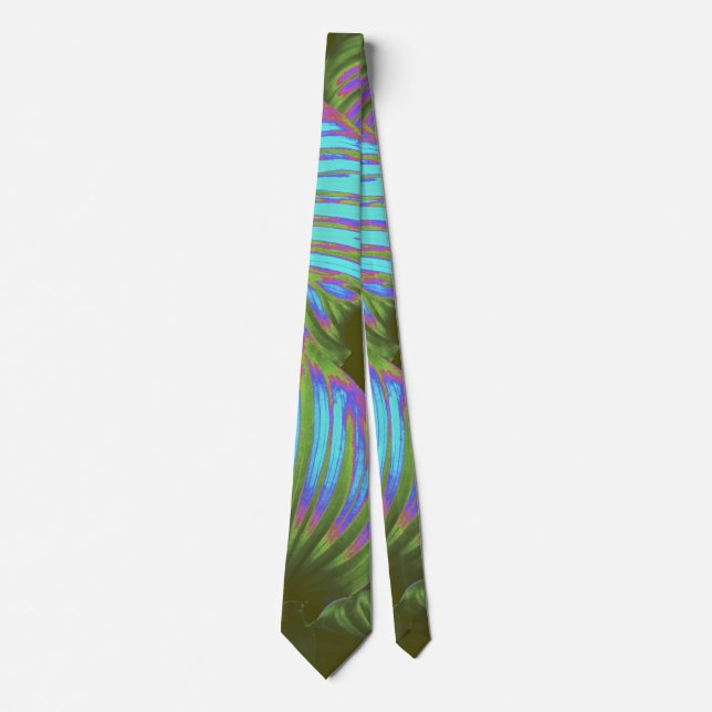 Gravata Rainbow Tropical Leaves Neck Tie (Frente)