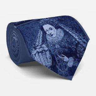 Gravata Rainha Elizabeth I em impressão azul