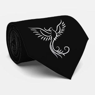 Gravata Raios Místicos de Phoenix Branca Negra