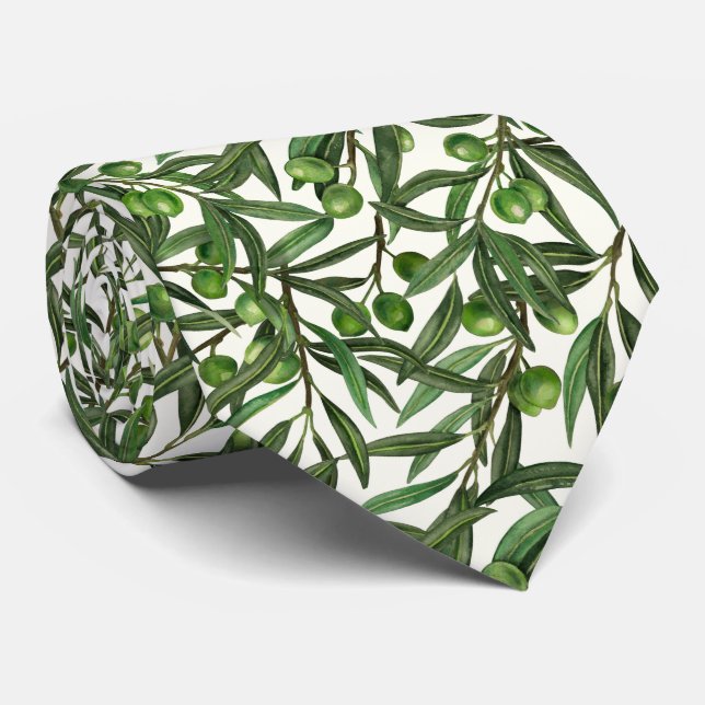Gravata Ramos de oliveira em branco (Rolled)