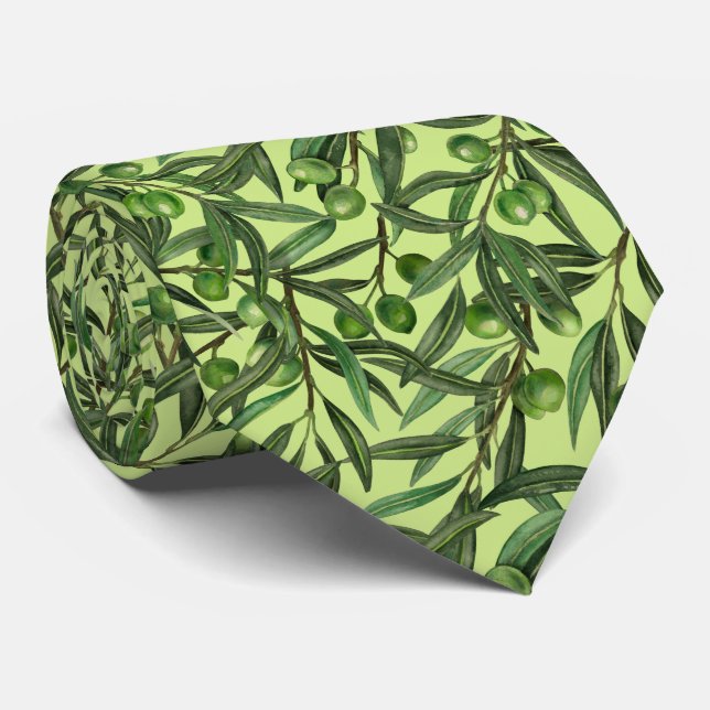 Gravata ramos de oliveira em verde de melada (Rolled)