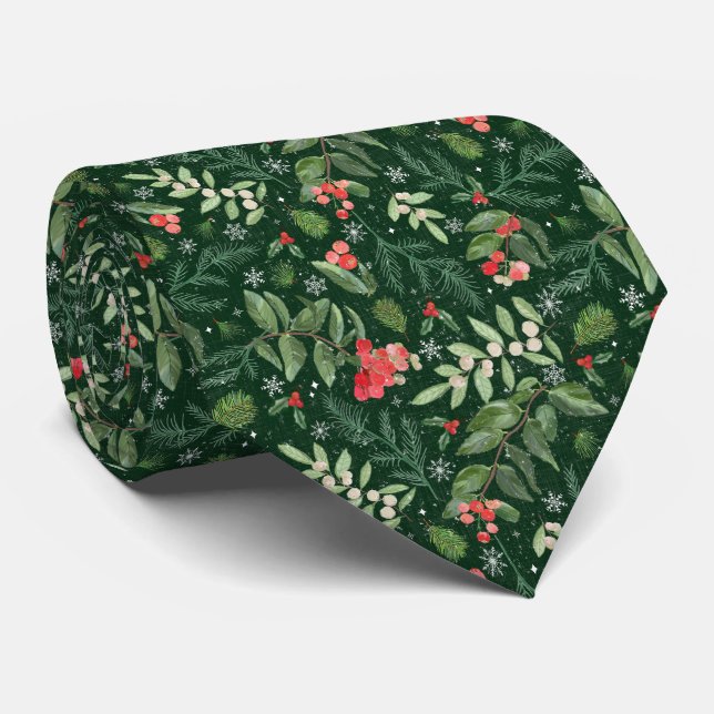 Gravata Ramos e Bagas de Árvore de Natal (Rolled)